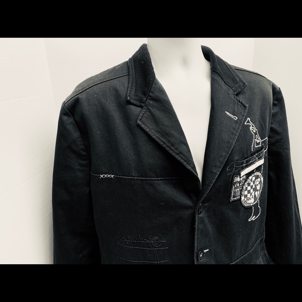 Live Mechanic Black Sportcoat Sz XL with patches